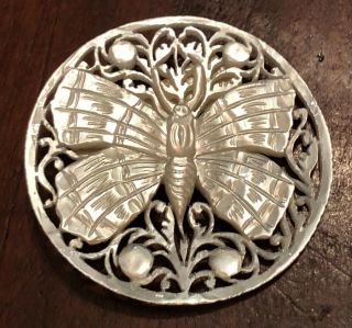 Gorgeous Vintage Bethlehem Pearl Shell Hand Carved Button,  Butterfly,  Large