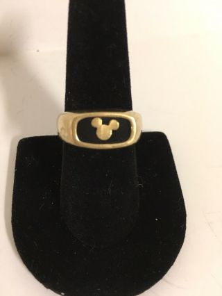 Mickey Mouse Womens 10k Solid Gold Black Onyx Ring Size 9 Vintage