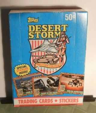 1991 Topps Desert Storm Victory Box 36 Packs,  8 Cards 1 Sticker Pack " Fresh Box "