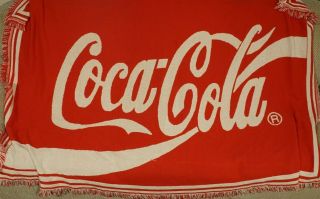Large 72 " X 48 " Coca Cola Woven Tapestry Blanket Throw Wall Hanging,  Vintage