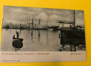 Cunard Line Rms Campania In Graving Dock Postcard