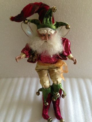 Mark Roberts Harlequin Fairy Elf Christmas Ornament Figurine Doll 12 "