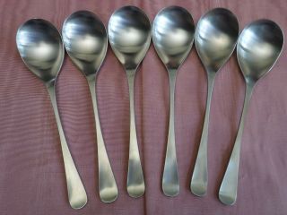 6pc Robert Welch Old Hall Alveston Stainless Round Soup Spoons Mid Century