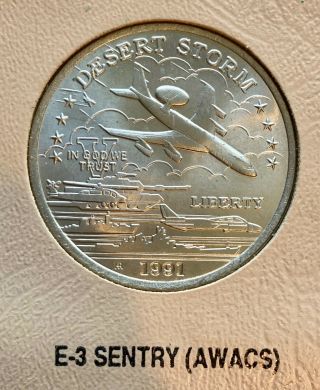 The Worlds First Legal Tender Desert Storm $5.  00 Coin E - 3 Sentry (awacs)