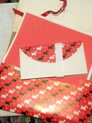 Vintage Writing Stationary Scotty Dogs Red Black & White Folder Paper Envelopes