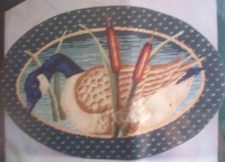 Canadian Goose Water Fowl Oval Picture Green Needlepoint Kit