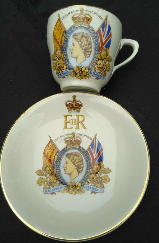 Queen Elizabeth Ii 1953 Coronation Tea Cup & Saucer Pareek Johnson Brothers