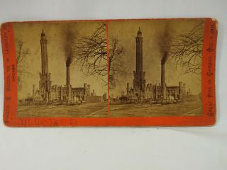 Great Fire In Chicago Oct.  9,  1874 Lovejoy & Foster Stereoview Scarce