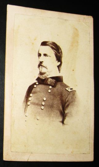 Antique Cdv Photo Of A Civil War Officer By Brothers & Schroy Indianapolis In
