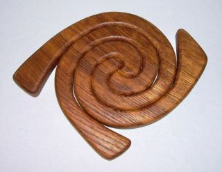 Unique & Interesting 3 - Pc Brown Oak Wood " Curlycue " Trivet