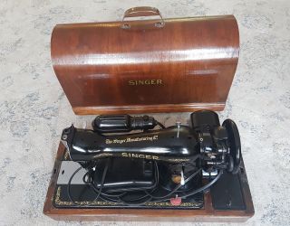 Antique Singer Sewing Machine Model 15 Ak832270 With Wood Case