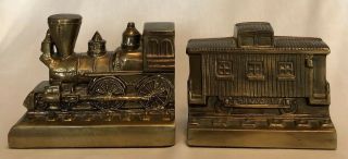 Pm Craftsman Train Bookends Train Engine Brass Bookends Steam Locomotive Statue