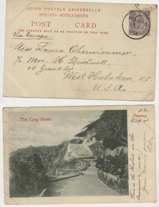 74.  Rare Postcard Malaysia Crag Hotel Stamp Cancel Penang - Nj 1905