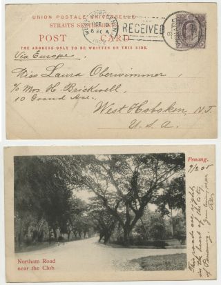 72.  Rare Postcard Malaysia Northam Road Stamp Cancel Penang - Nj 1905
