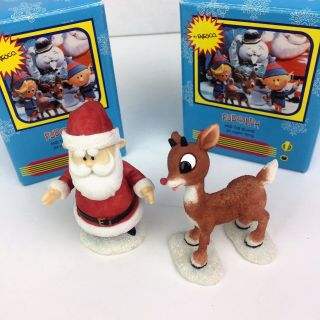 Rudolph & Santa Claus Figures Enesco Island Of Misfit Toys 857823 857815 Boxes