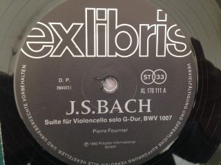 Pierre Fournier J.  S.  Bach Complete Suites for Cello Solo 3LP Ex Libris Stereo 3