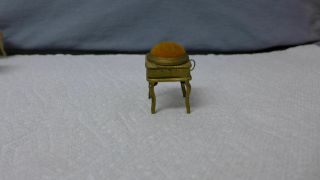 Sewing Vintage Figural Metal Tape Measure Pin Cushion Table
