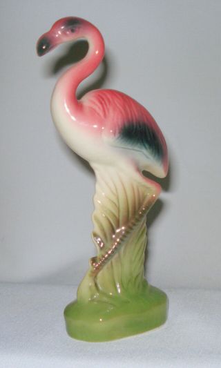 Vintage Art Deco Pink Flamingo Bird Ceramic Retro Figurine Mid Century