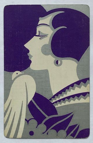 (433) Ace Of Spades - Back - Art Deco Portrait Of A Lady (arrco Chicago)