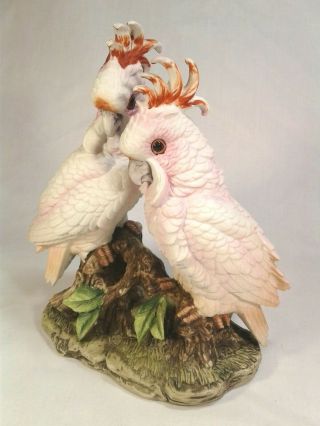 Andrea by Sadek Pink Cockatoos Bird Porcelain Figurine - Made in Japan 2