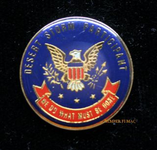 Desert Storm Participant Ribbon Hat Lapel Pin Us Army Marines Navy Air Force Oif