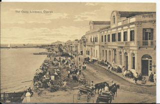 Rare Vintage Animated Postcard,  The Quay,  Limassol,  Cyprus