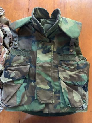 Small Us Military Issue Pasgt Flak Vest Near 1982 Dated With Desert Cover