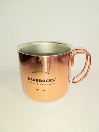Starbucks Copper Stainless Steel Handle Coffee Mug 12 Oz Pre - Owned