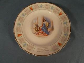 1914 Betsy Ross Calendar Plate Compliments Of Salmi & Co Stambaugh Michigan