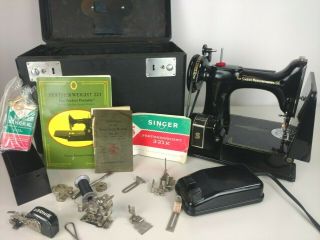 Singer Featherweight 221k Sewing Machine And Accessories 1961 A Portable Classic