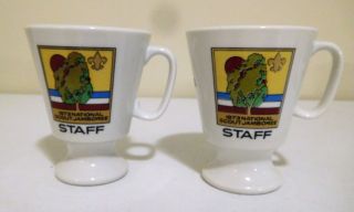 1973 National Boy Scout Jamboree Staff Coffee Mugs Shenango China His & Hers