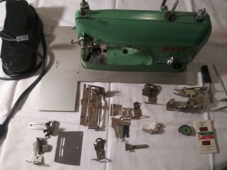 Vintage 1950’s Bell Portable Sewing Machine W/ Keys Attachments Untestedall