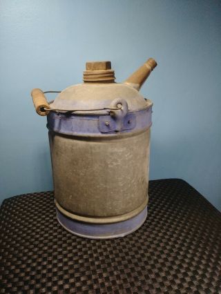 Vintage ❇nesco - Ware❇ Galvanized 1 Gallon Gas - Oil Can - Blue Paint