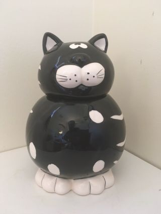 Heartfelt Kitchen Creations Hand Painted Kitty Cat With Whiskers Cookie Jar