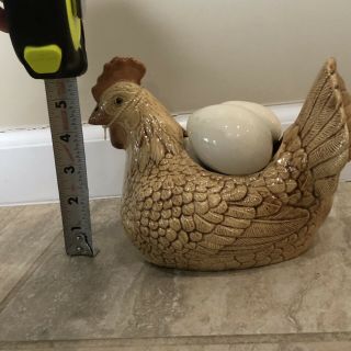 Vintage Ceramic Chicken And Eggs.  7 In Tall.