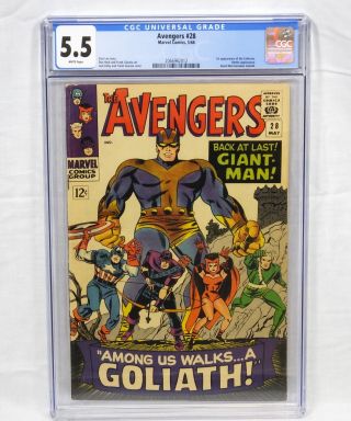 Marvel Comics The Avengers 28 Cgc 5.  5 1st Collector Goliath Stan Lee Jack Kirby