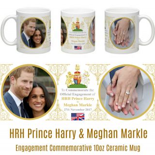Hrh Prince Harry & Meghan Markle Royal Engagement Commemorative Ceramic Mug