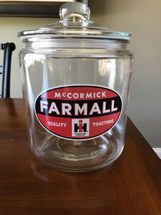 Mccormick Farmall Quality Tractors Ih Glass Kitchen Counter Canister Storage Jar