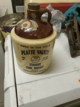 Vintage Mccormick Platte Valley Straight Corn Whiskey Jug 4/5 Quart Stoneware