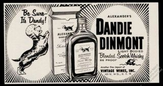 1957 Dandie Dinmont Terrier Art Scotch Whisky Vintage Print Ad