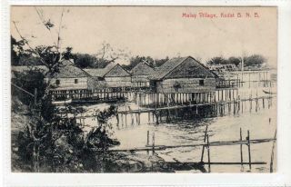 Malay Village,  Kudat: British North Borneo Postcard (c48361)