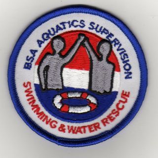 Swimming & Water Rescue Patch,  " Bsa 2010 " Slogan Backing,