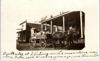 Rppc Sterling City,  Ca California Street Scene Muledrawn Wagon 1909 Postcard