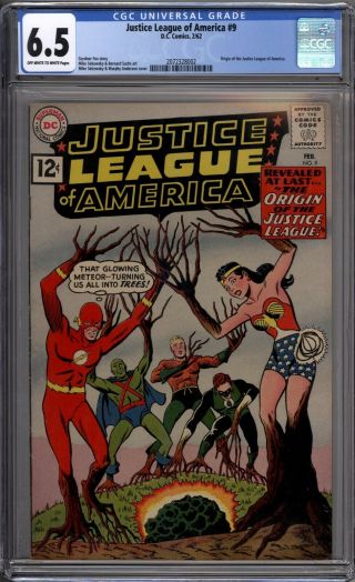 Justice League Of America 9 Cgc Graded 6.  5 Fn,  1st Jla Origin Dc Comics 1962