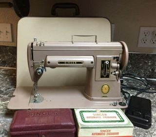 Singer 301a Sewing Machine,  Cover,  Foot Pedal & Accessories