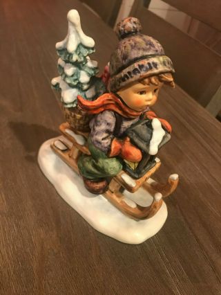 Hummel Goebel Boy On Sled " Ride Into Christmas " 6” Figurine 396 1971