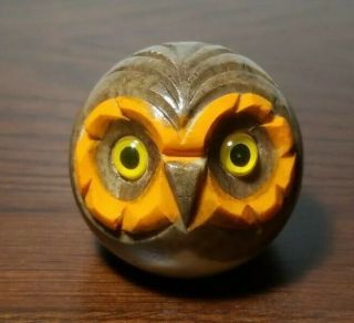Alabaster Hand Carved Made In Italy Owl Paperweight