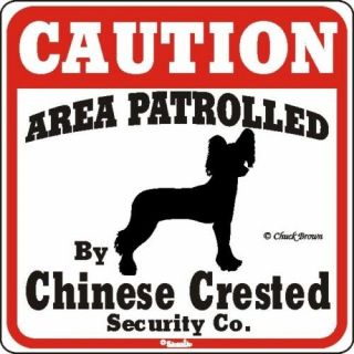 Chinese Crested Caution Dog Sign