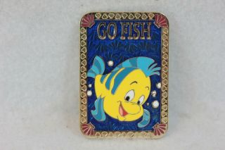 Disney Shopping Store Le 100 Pin Card Game Set Series Flounder Go Fish Mermiad