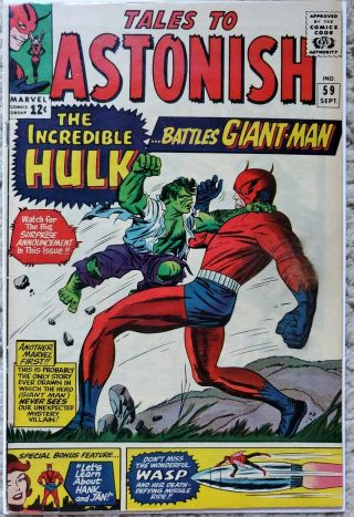 Tales To Astonish 59 Fn/vf 7.  0 Marvel 9/1964 Giant - Man/incredible Hulk